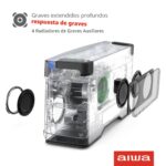 Aiwa Exos-10 Altavoz Bluetooth portátil, potencia RMS de 200 W, subwoofer de 6.5 pulgadas, graves profundos, sincronizac