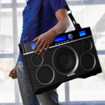 Aiwa Exos-10 Altavoz Bluetooth portátil, potencia RMS de 200 W, subwoofer de 6.5 pulgadas, graves profundos, sincronizac