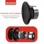Aiwa Exos-10 Altavoz Bluetooth portátil, potencia RMS de 200 W, subwoofer de 6.5 pulgadas, graves profundos, sincronizac