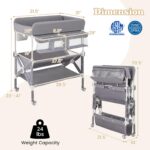 BABY JOY Cambiador portátil para bebé, estación de cambio de pañales plegable e impermeable con ruedas, altura ajustable