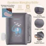 BABY JOY Cambiador portátil para bebé, estación de cambio de pañales plegable e impermeable con ruedas, altura ajustable