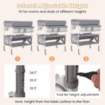 BABY JOY Cambiador portátil para bebé, estación de cambio de pañales plegable e impermeable con ruedas, altura ajustable