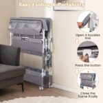 BABY JOY Cambiador portátil para bebé, estación de cambio de pañales plegable e impermeable con ruedas, altura ajustable