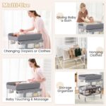 BABY JOY Cambiador portátil para bebé, estación de cambio de pañales plegable e impermeable con ruedas, altura ajustable