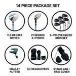 Juego completo de palos de golf Izzo EZ2 de 14 piezas para hombres diestros con bolsa de golf - Juego completo de 14 pie