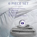 Juego funda de edredon viscosa de bambu Continental Bedding BambooSet-Gray-K King 6 piezas gris con sabana y fundas de a