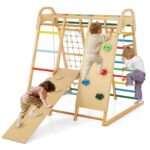 INFANS Gimnasio de la selva para interiores, juego de escalada para interiores Montessori de 8 en 1 para niños, juego de