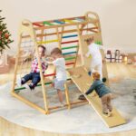 INFANS Gimnasio de la selva para interiores, juego de escalada para interiores Montessori de 8 en 1 para niños, juego de
