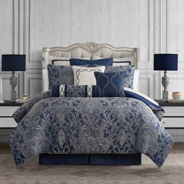 Waterford Blarney CSBLNYW40403QU juego de edredon 4 piezas azul marino Queen