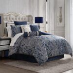 Waterford Blarney CSBLNYW40403QU juego de edredon 4 piezas azul marino Queen