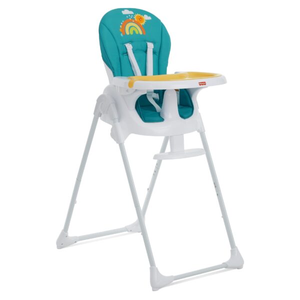 Dream On Me Fisher Price Tiny Bites - Trona para bebés y niños pequeños, Hello Sunshine, plegable con un solo clic, 7 ni