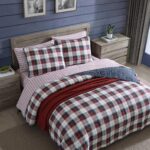 Juego de colcha reversible Nautica USHSA91310634 cuadros rojo Rosedale algodón suave 3 piezas Full Queen