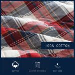 Juego de colcha reversible Nautica USHSA91310634 cuadros rojo Rosedale algodón suave 3 piezas Full Queen