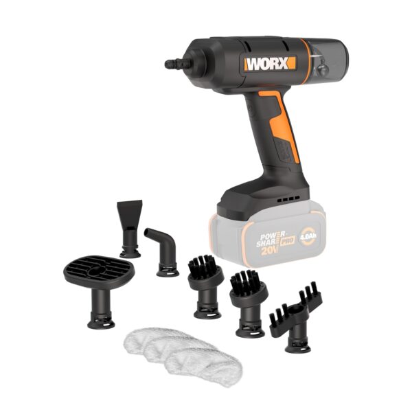 Limpiador de Vapor de Mano Inalámbrico WORX WX770L.9 SteamStorm 20V Precalentamiento 8 Segundos 220°F