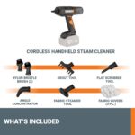 Limpiador de Vapor de Mano Inalámbrico WORX WX770L.9 SteamStorm 20V Precalentamiento 8 Segundos 220°F