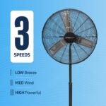 Ventilador de pedestal industrial Nexair NF008-HV30 30 pulgadas 3 velocidades altura ajustable 56 a 76 pulgadas metal