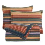 Juego de Edredón Chezmoi Collection Avery Green Living Group Avery-Quilt-Multi-Oversized-King 100% algodón lavado a raya