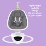 Baby Trend NuMotion Infinity Swing - 5 modos de movimiento de la vida real, pantalla táctil y control remoto, asiento re