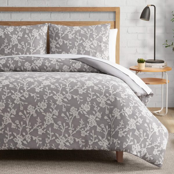 Juego de funda de edredón Fiora Lucky Brand YMF Carpets Inc. LBZ027606 gris floral King 3 piezas ropa de cama de lujo
