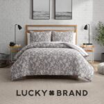 Juego de funda de edredón Fiora Lucky Brand YMF Carpets Inc. LBZ027606 gris floral King 3 piezas ropa de cama de lujo
