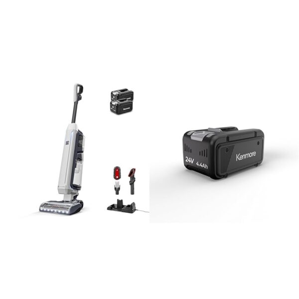 Aspiradora vertical inalámbrica Kenmore CU7005 24V sin escobillas elevación alfombra y batería de iones de litio KB5001