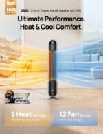 Combo Ventilador de Torre y Calentador DREO DR-HSH016 1500W 42" 17 Niveles Oscilación 120° Silencioso 25 dB