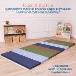 ECR4Kids SoftZone - Tapete de actividades de 4 secciones con diseño de arco iris, tapete de juego plegable, color tierra