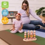 ECR4Kids SoftZone - Tapete de actividades de 4 secciones con diseño de arco iris, tapete de juego plegable, color tierra