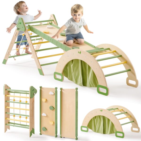 ROBOTIME Juguetes de escalada 5 en 1 para niños pequeños, juego de escalada Pikler de 3 piezas para niños pequeños, jueg