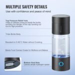 Generador de Agua de Hidrógeno Portátil VEVOR EHM-H13 Botella Ionizadora 240ml Tecnología SPE con Tubo de Inhalación Nas