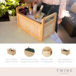 Twine Cesta enfriadora de botellas de ratán y madera, tinas de bebidas para fiestas, cubo de hielo para bebidas con asas