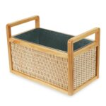 Twine Cesta enfriadora de botellas de ratán y madera, tinas de bebidas para fiestas, cubo de hielo para bebidas con asas