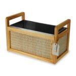 Twine Cesta enfriadora de botellas de ratán y madera, tinas de bebidas para fiestas, cubo de hielo para bebidas con asas