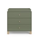 Storkcraft California - Cómoda de 3 cajones con cambiador removible (Oliva con Madera Flotante) – Certificado GREENGUARD