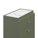 Storkcraft California - Cómoda de 3 cajones con cambiador removible (Oliva con Madera Flotante) – Certificado GREENGUARD