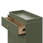 Storkcraft California - Cómoda de 3 cajones con cambiador removible (Oliva con Madera Flotante) – Certificado GREENGUARD