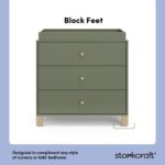 Storkcraft California - Cómoda de 3 cajones con cambiador removible (Oliva con Madera Flotante) – Certificado GREENGUARD