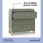 Storkcraft California - Cómoda de 3 cajones con cambiador removible (Oliva con Madera Flotante) – Certificado GREENGUARD
