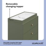 Storkcraft California - Cómoda de 3 cajones con cambiador removible (Oliva con Madera Flotante) – Certificado GREENGUARD