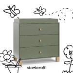 Storkcraft California - Cómoda de 3 cajones con cambiador removible (Oliva con Madera Flotante) – Certificado GREENGUARD