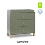 Storkcraft California - Cómoda de 3 cajones con cambiador removible (Oliva con Madera Flotante) – Certificado GREENGUARD