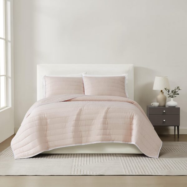 Juego de Edredon Matrimonial Queen Christian Siriano NY Pem America 783048242938 3 piezas algodon satinado color rosa bl
