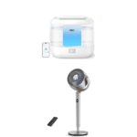 Paquete humidificador inteligente Dreo niebla fría dormitorio con ventilador de pie oscilante omnidireccional 120 grados