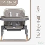 Evolur Tiny Throne Silla alta convertible 3 en 1, bandeja extraíble y apta para lavavajillas, se convierte en asiento el