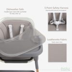 Evolur Tiny Throne Silla alta convertible 3 en 1, bandeja extraíble y apta para lavavajillas, se convierte en asiento el