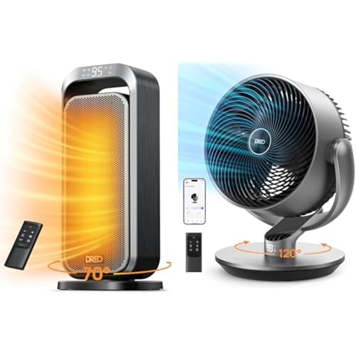 Paquete Calentador de espacio Dreo Solaris 317 1500W PTC y Ventilador inteligente CF714S 16 pulgadas 25dB