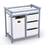 Cambiador de pañales de madera, cambiador de pañales moderno, cambiador de pañales para bebés con cesta de lavandería, c