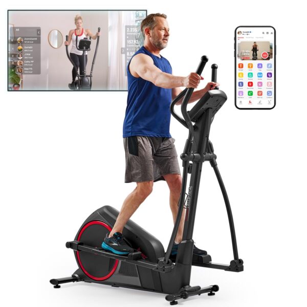 Máquina Elíptica Sunny Health Fitness SF-E323055S Zancada Ajustable 12 o 16 Pulgadas Ultra Silenciosa Capacidad 300 Libr