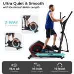 Máquina Elíptica Sunny Health Fitness SF-E323055S Zancada Ajustable 12 o 16 Pulgadas Ultra Silenciosa Capacidad 300 Libr