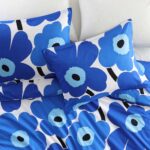 Juego de funda de edredón King reversible percal algodón estampado floral Unikko Marimekko Revman International USHSFN13